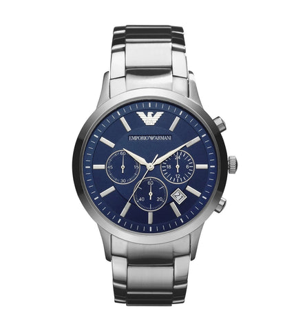 AR2448 EMPORIO ARMANI | Blue Dial Stainless Steel Chronograph Watch (Men) - Buy Now at Sai Creations Watches