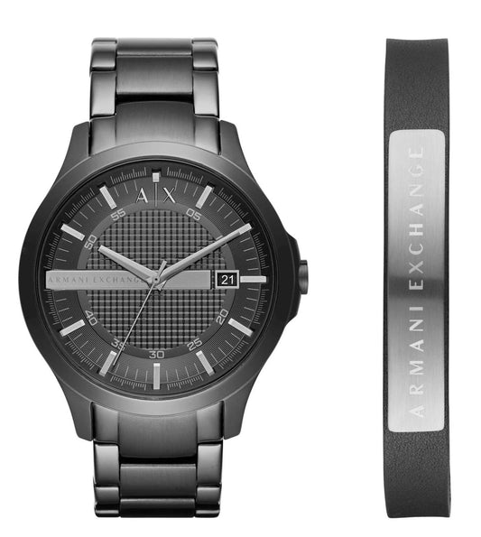 AX7101 | ARMANI EXCHANGE Hampton Black Dial Watch With Bracelet for Men - Gift Set