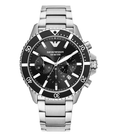 AR11360 EMPORIO ARMANI | Round Black Dial Chronograph Watch (Men) - Buy Now at Sai Creations Watches