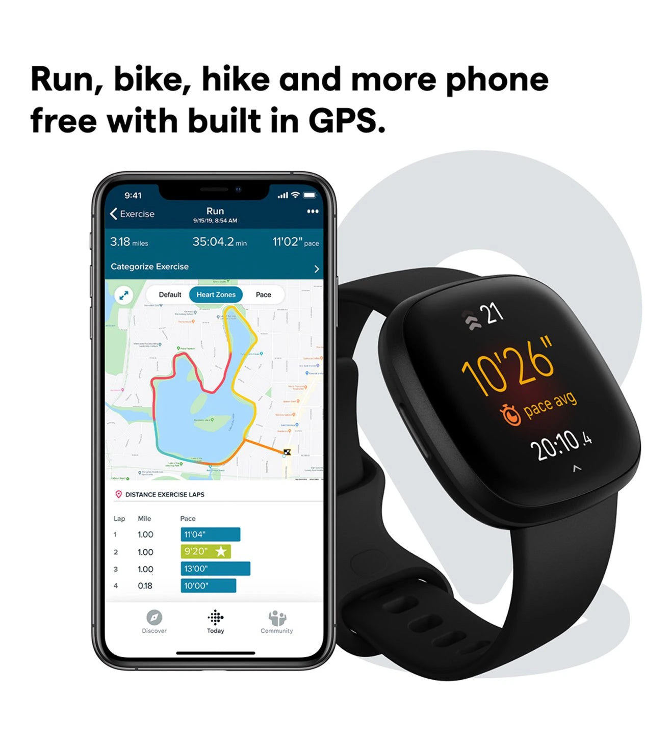 FB511BKBK | FITBIT Versa 3 Smart Watch for Unisex