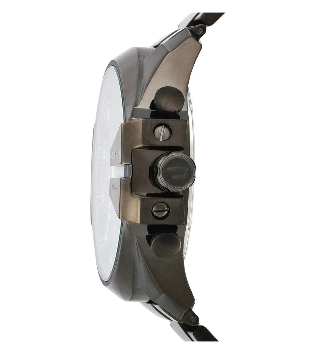 Diesel Orologio Uomo Mega Chief Cronografo - Cassa 59mm Acciaio Inossidabile, Bracciale In Acciaio Con Chiusura Deployante, Quadrante Nero, Regalo In Gift Box