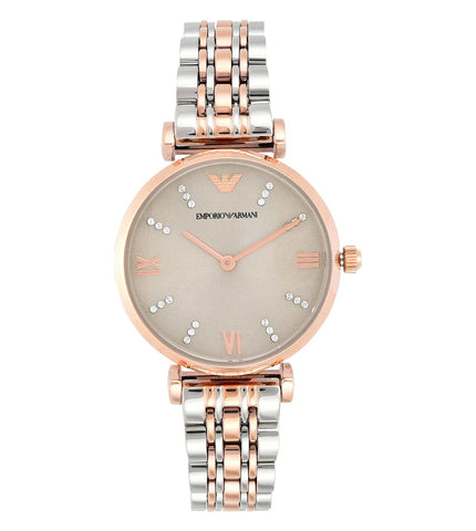 AR1840 Emporio Armani | Beige Dial Gianni T-Bar Analog Watch for Women - Buy Now at Sai Creations Watches