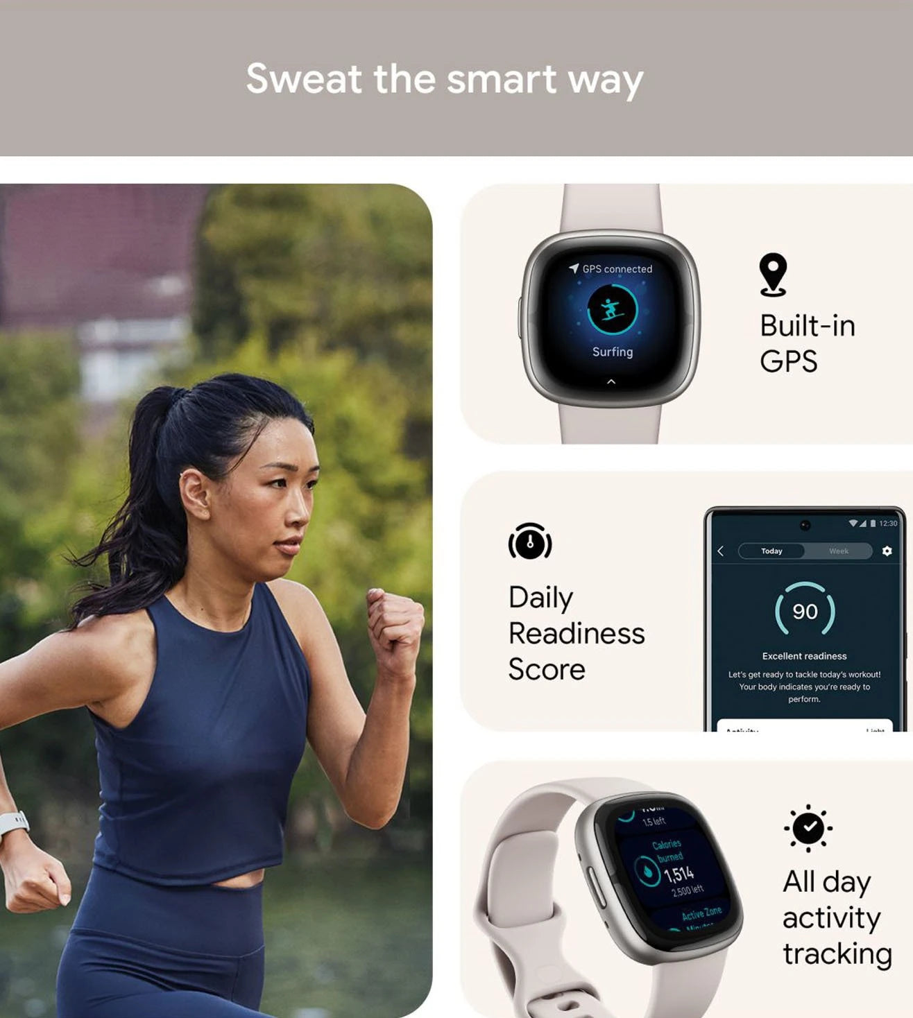 FB521SRWT | FITBIT FRCJK Sense 2 Unisex Smart watch