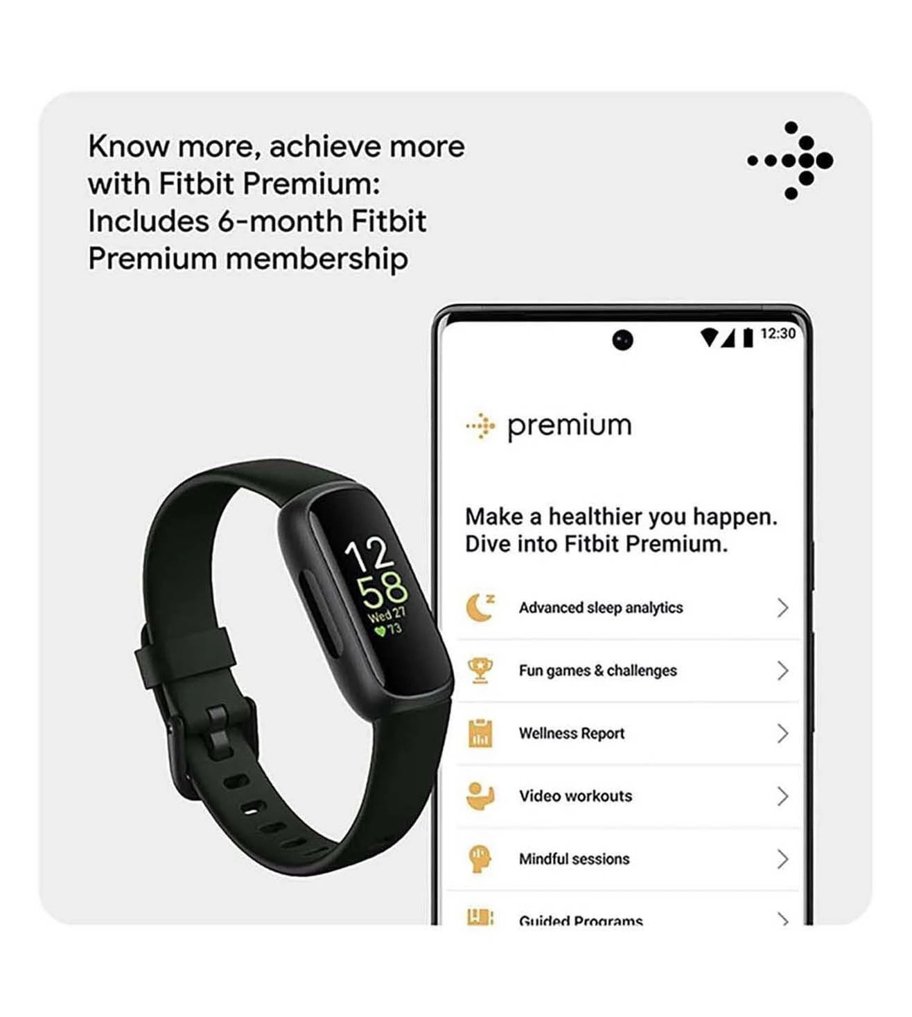 FTBTINSPIRE3BLACK | FITBIT Inspire 3 Health & Fitness Tracker Unisex Smart Watch