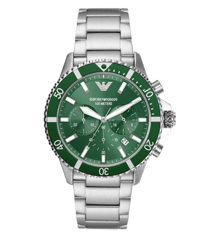 AR11500 Emporio Armani | Round Green Dial Multifunction Watch (Men) - Buy Now at Sai Creations Watches