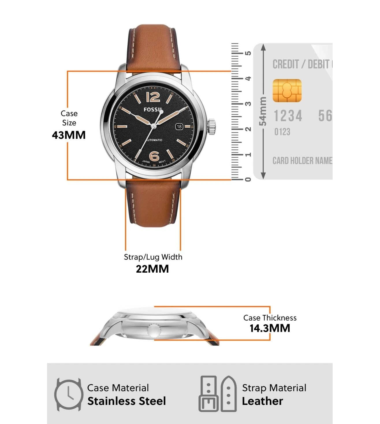 ME3233 | FOSSIL Heritage Automatic Watch for Men