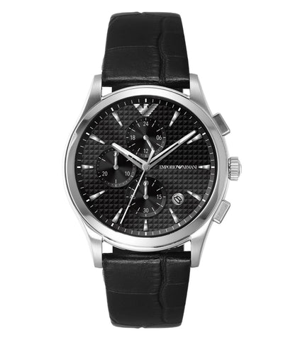 AR11530 Emporio Armani | Black Dial Leather Strap Chrono Watch (Men) - Buy Now at Sai Creations Watches