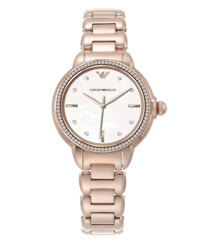 AR11523 Emporio Armani | Round White Dial Analog Watch (Women) - Buy Now at Sai Creations Watches