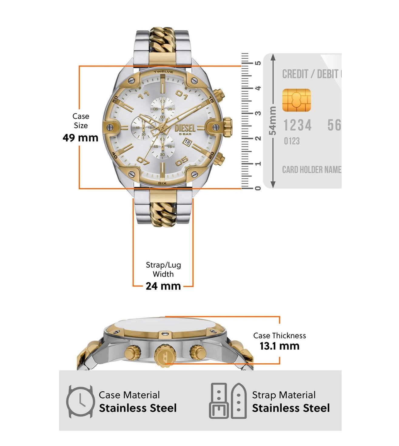 DZ4629 | DIESEL Spiked Chronograph Watch for Men