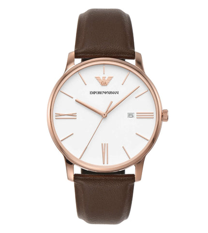 AR11572 Emporio Armani | White Dial Leather Strap Analog Watch (Men) - Buy Now at Sai Creations Watches