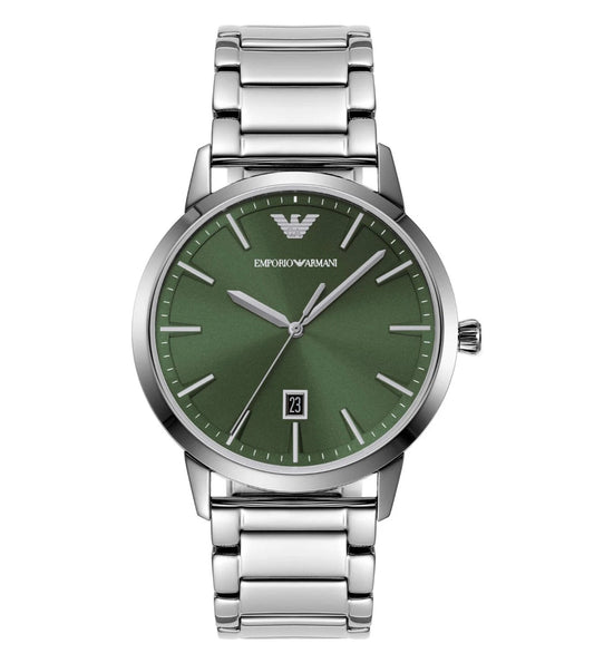 AR11575 Emporio Armani | Green Round Dial St Steel Analog Watch (Men)