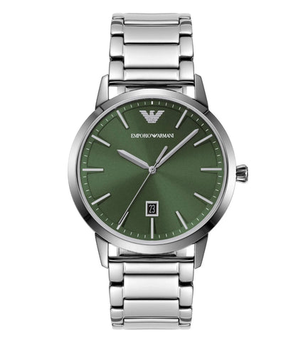 AR11575 Emporio Armani | Green Round Dial St Steel Analog Watch (Men) - Buy Now at Sai Creations Watches