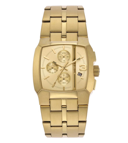 DZ4639 DIESEL | Cliffhanger Chrono Square Gold Dial Watch (Men) - Buy Now at Sai Creations Watches