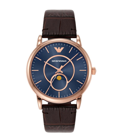 AR11566 Emporio Armani | Blue Dial With Leather Strap Watch (Men) - Buy Now at Sai Creations Watches