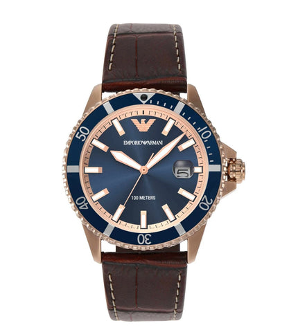 AR11556 Emporio Armani | Round Blue Dial 42mm Watch (Men) - Buy Now at Sai Creations Watches