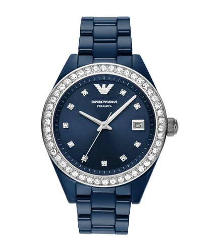 AR70012 EMPORIO ARMANI | Round Blue Dial 36mm Analog Watch (Women) - Buy Now at Sai Creations Watches