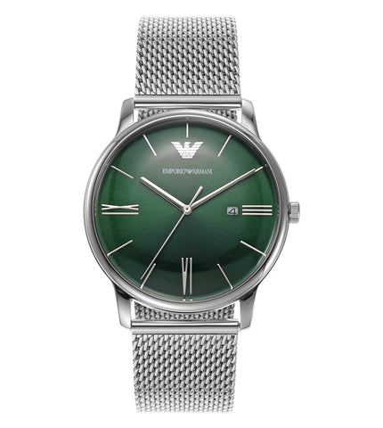 AR11578 Emporio Armani | Green Dial 42mm Minimalist Analog Watch (Men) - Buy Now at Sai Creations Watches