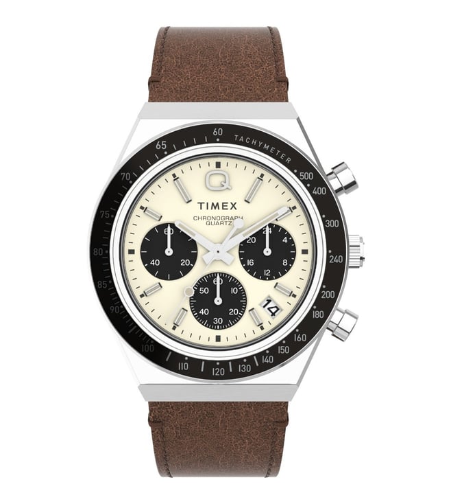 TW2V42800U9 Q Timex Chronograph  Leather Strap Watch (MEN)