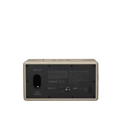 Back view of a Marshall amplifier on a dark background