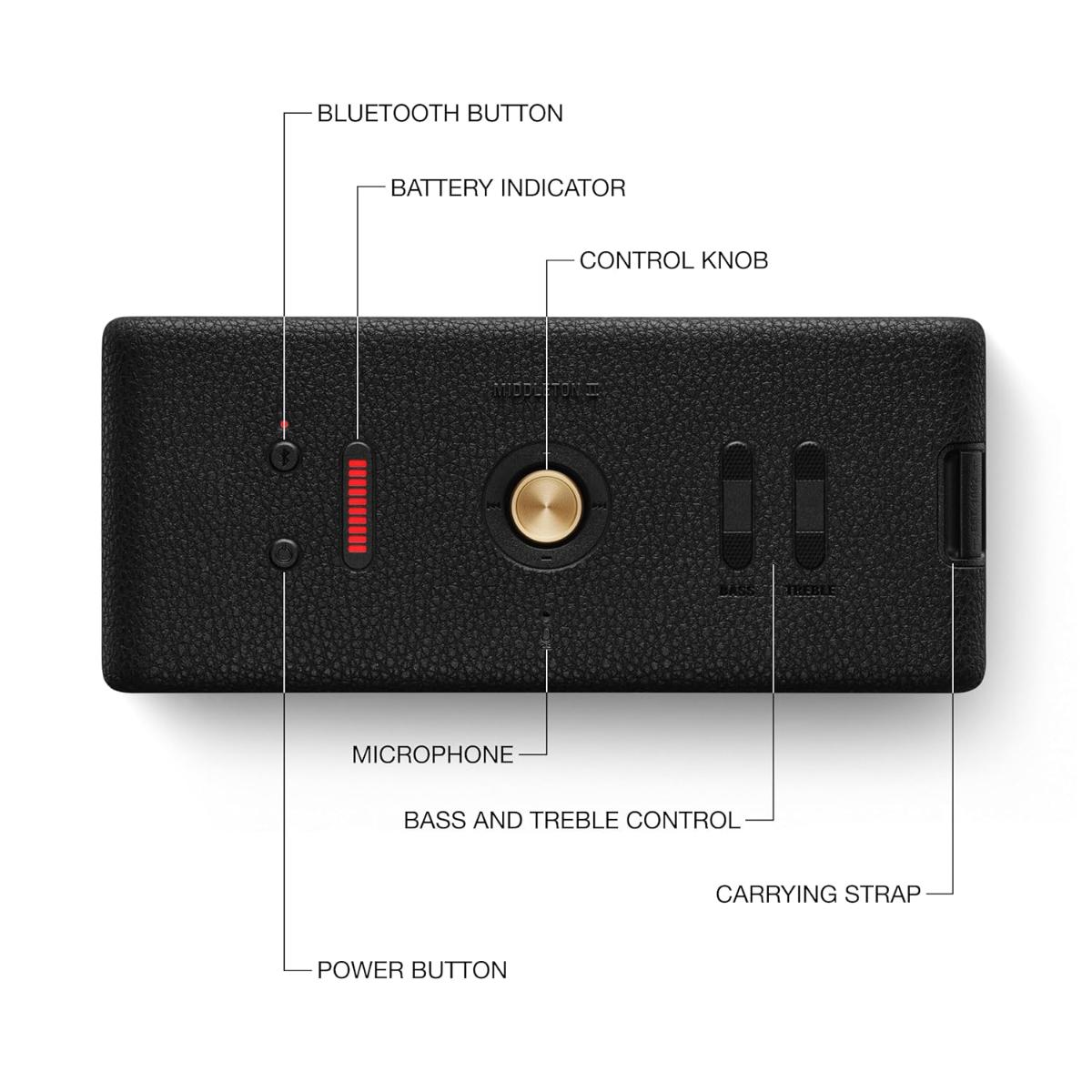 Marshall Middleton II Portable speaker Black and Brass
