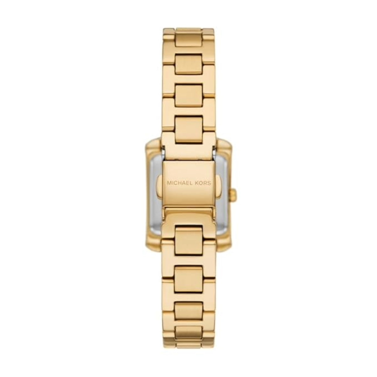 Gold watch with a visible brand logo on a white background