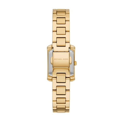 Gold watch with a visible brand logo on a white background