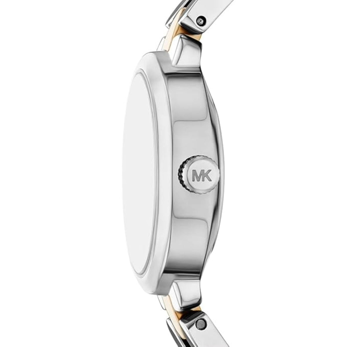 Close-up of a Michael Kors watch with a white background