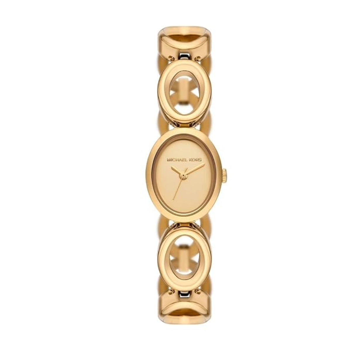Gold watch with a white background