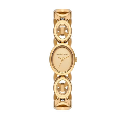 Gold watch with a white background