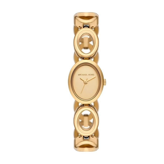 Gold watch with a white background