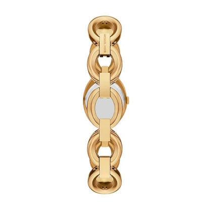 Gold chain bracelet on a white background