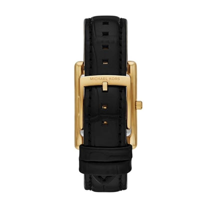 Black watch with gold case on a white background