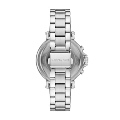 Silver Michael Kors watch on a white background