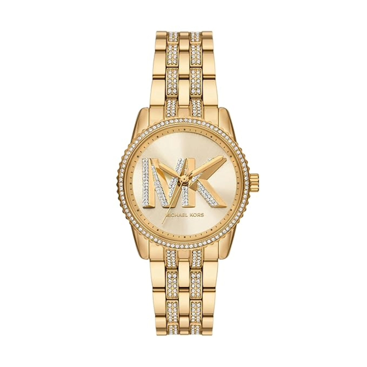 Gold watch with brand logo on a white background
