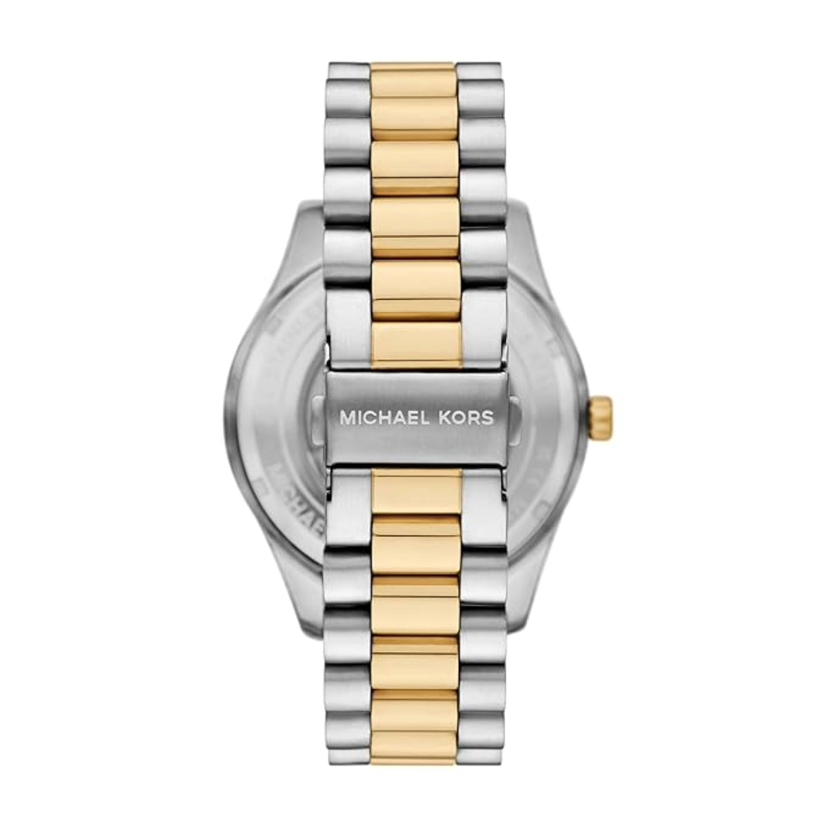 Two-tone silver and gold watch by Michael Kors on a white background