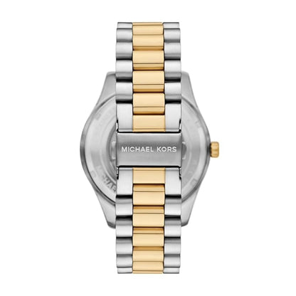 Two-tone silver and gold watch by Michael Kors on a white background