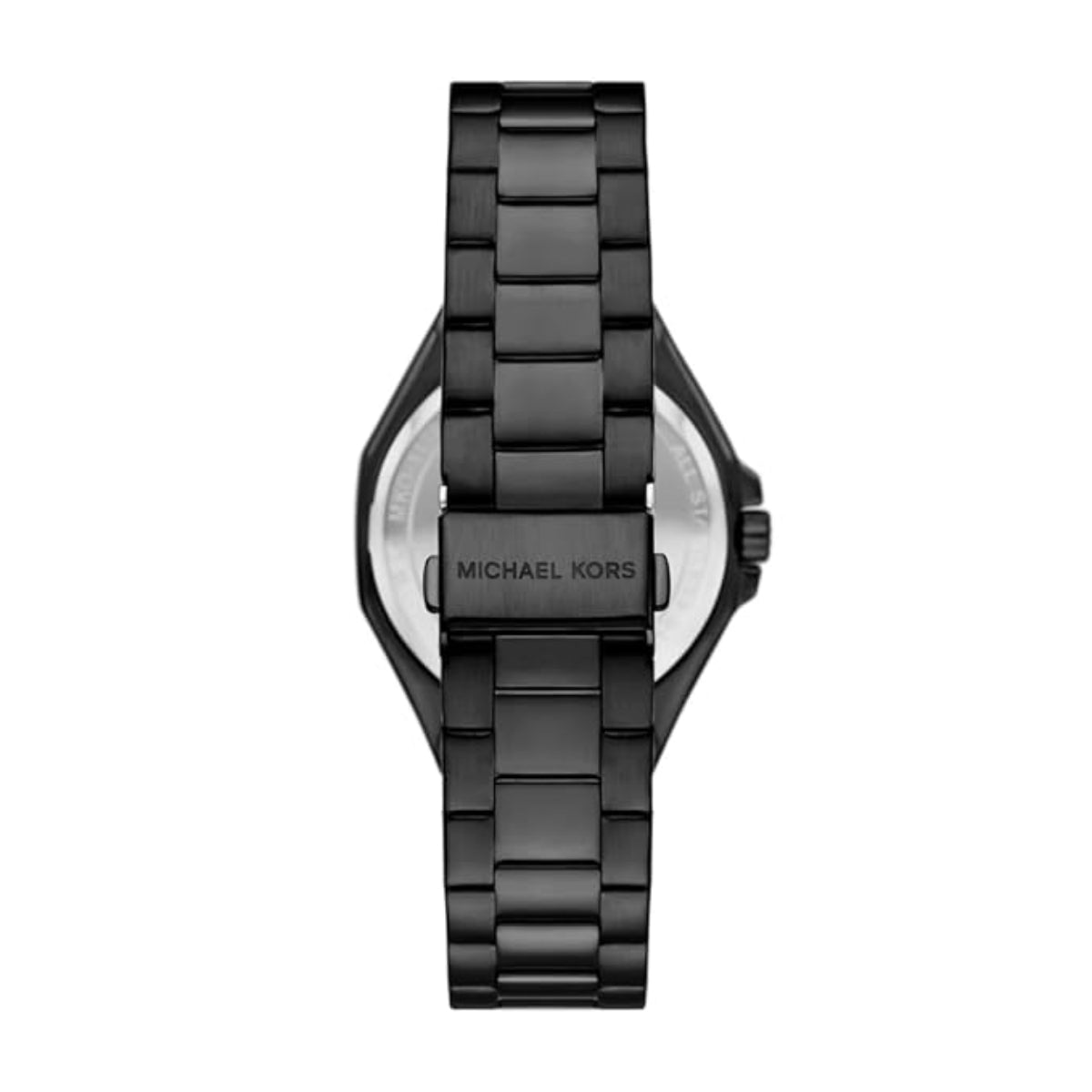 Black Michael Kors watch on a white background