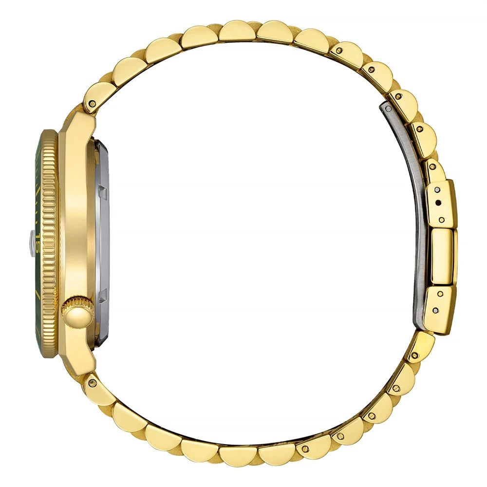 Gold watch case on a white background
