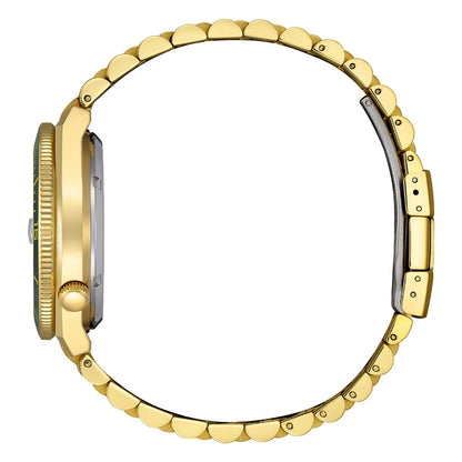 Gold watch case on a white background