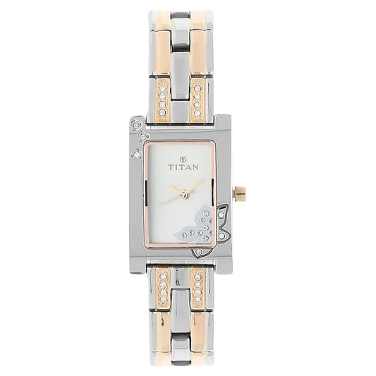 Titan Quartz Analog Silver Dial Metal Strap Watch for Women NQ9716KM01