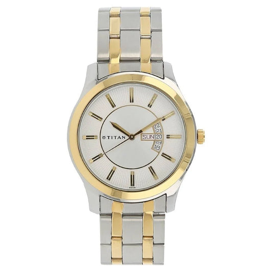 Titan Quartz Analog with Day and Date Silver Dial Watch for Men NS1627BM01