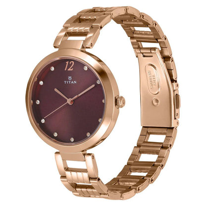Titan Sparkle Purple Dial Analog Stainless Steel Strap Women Watch NS2480WM02