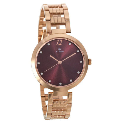 Titan Sparkle Purple Dial Analog Stainless Steel Strap Women Watch NS2480WM02