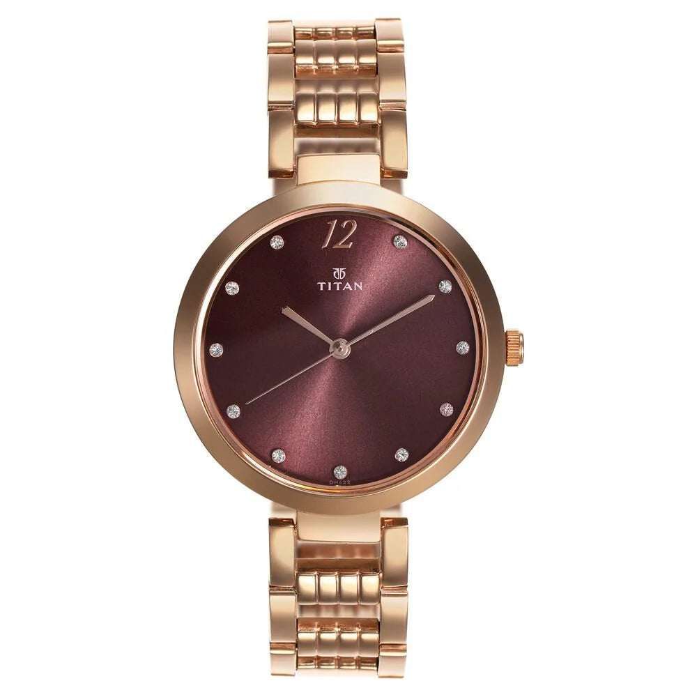 Titan Sparkle Purple Dial Analog Stainless Steel Strap Women Watch NS2480WM02