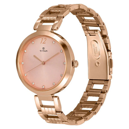 Titan Sparkle Pink Dial Analog Stainless Steel Strap Women watch NS2480WM03