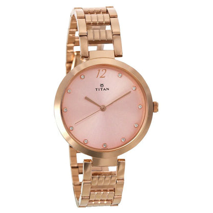 Titan Sparkle Pink Dial Analog Stainless Steel Strap Women watch NS2480WM03