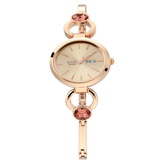 Titan Raga Viva Rose Gold Dial Analog with Day and Date Women Watch NS2621WM01