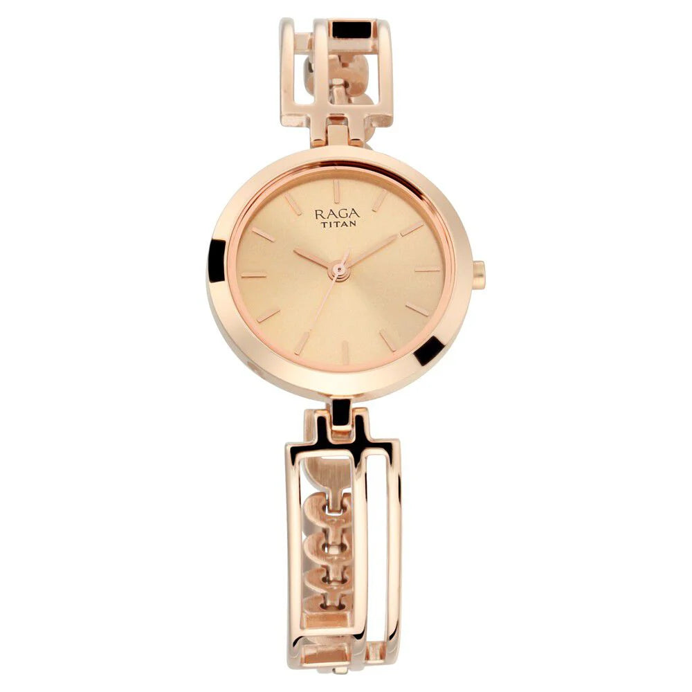 Titan Raga Viva Rose Gold Metal Analog Strap Watch for Women NS2622WM01