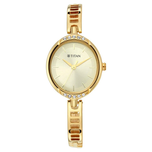 Titan Quartz Analog Golden Dial Metal Strap Women Watch  NS2637YM01
