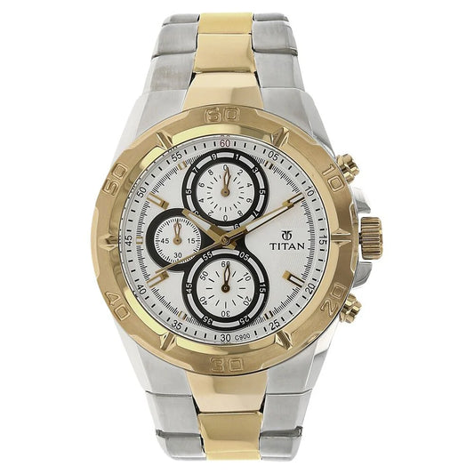 Titan Chronograph White Dial Stainless Steel Strap Men Watch NS9308BM01